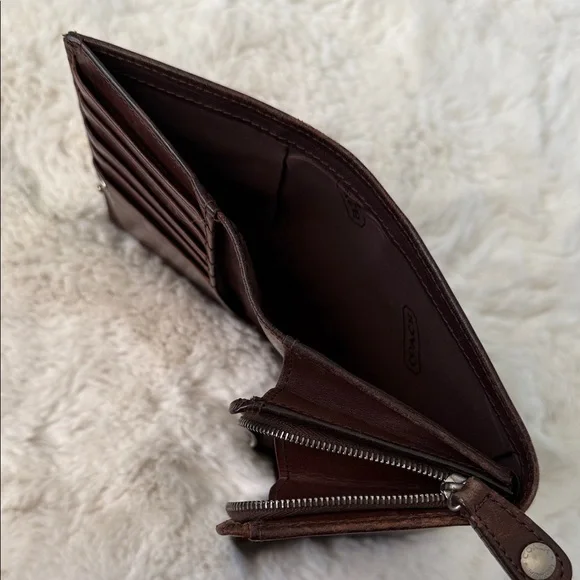 Vintage Y2K Coach Mahogany Brown Leather Billfold Wallet - Picture 16 of 17
